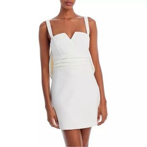 Aqua Womens White Boning Pleated Cocktail Mini Dress Size Large